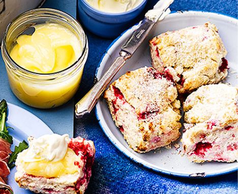 Raspberry & coconut scones
